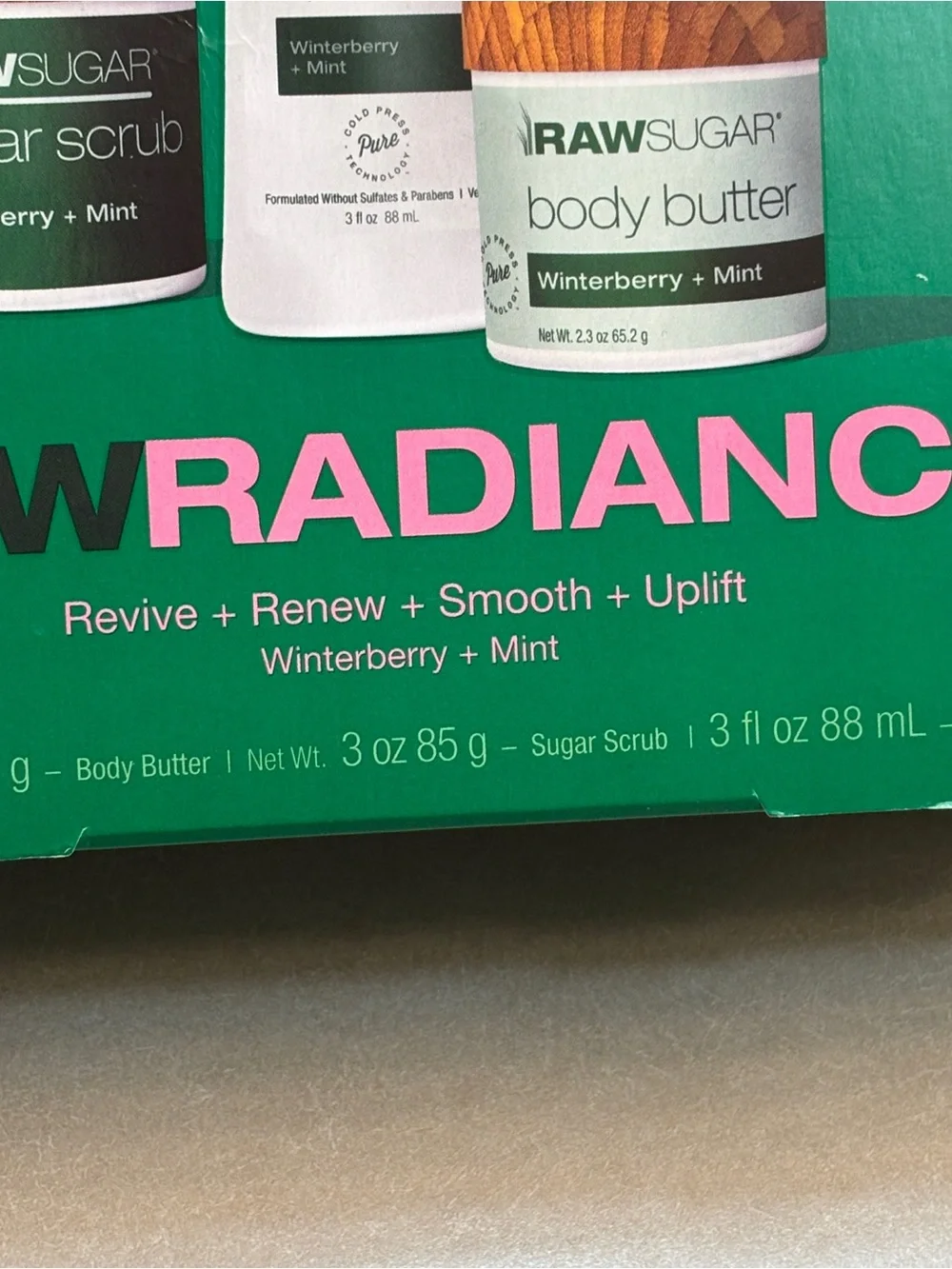 Sugar Raw Sugar Winterberry + Mint Body Care Trio - Green